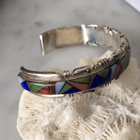 Sold Vintage Navajo A. Francisco Multi Stone Bracelet - Picture 5 of 15